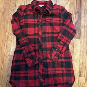 L.L. Bean Red and Black Plaid Button Down Shirt